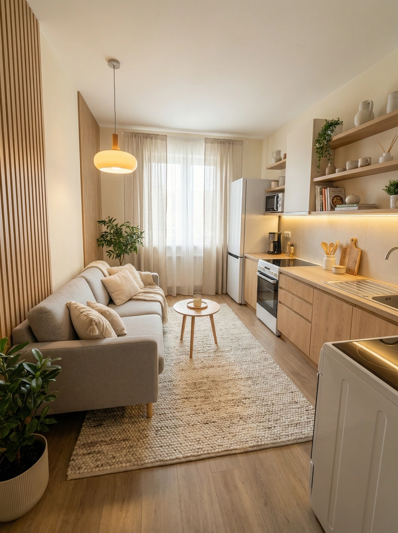 Дизайн интерьера в стиле Хюгге — Кухня от нейросети RoomGPT