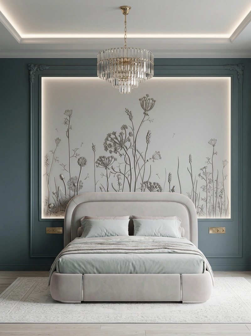 Дизайн спальни в стиле Неоклассика — фото интерьера от нейросети RoomGPT