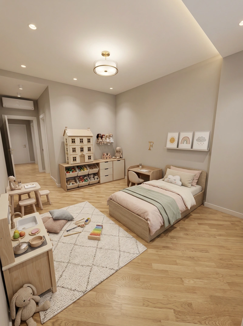 Дизайн детской в стиле Минимализм — фото интерьера от нейросети RoomGPT