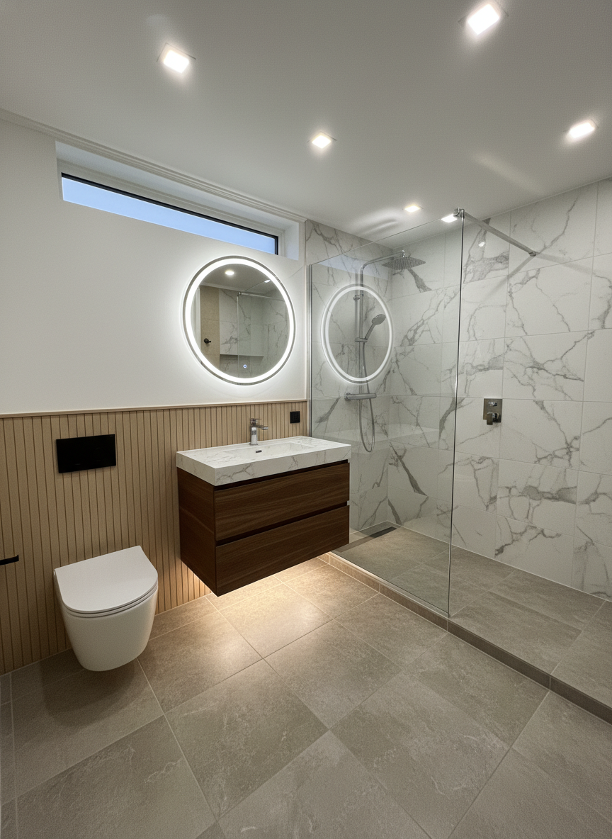 Дизайн ванной в стиле Контемпорари — фото интерьера от нейросети RoomGPT