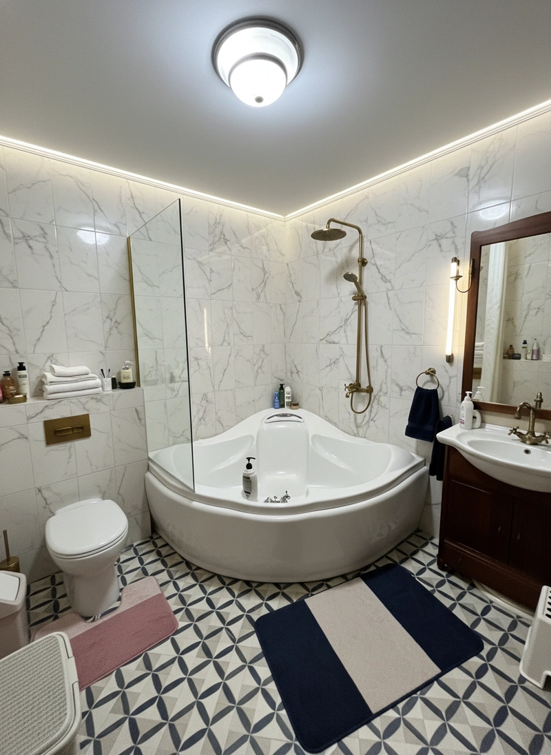 Дизайн ванной в стиле Британский — фото интерьера от нейросети RoomGPT