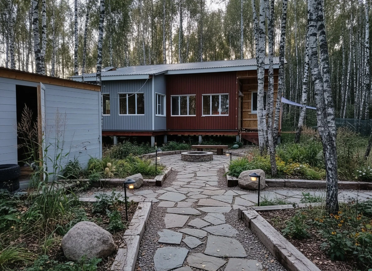 Ландшафтный дизайн в стиле Деревенский кантри — Участок от нейросети RoomGPT