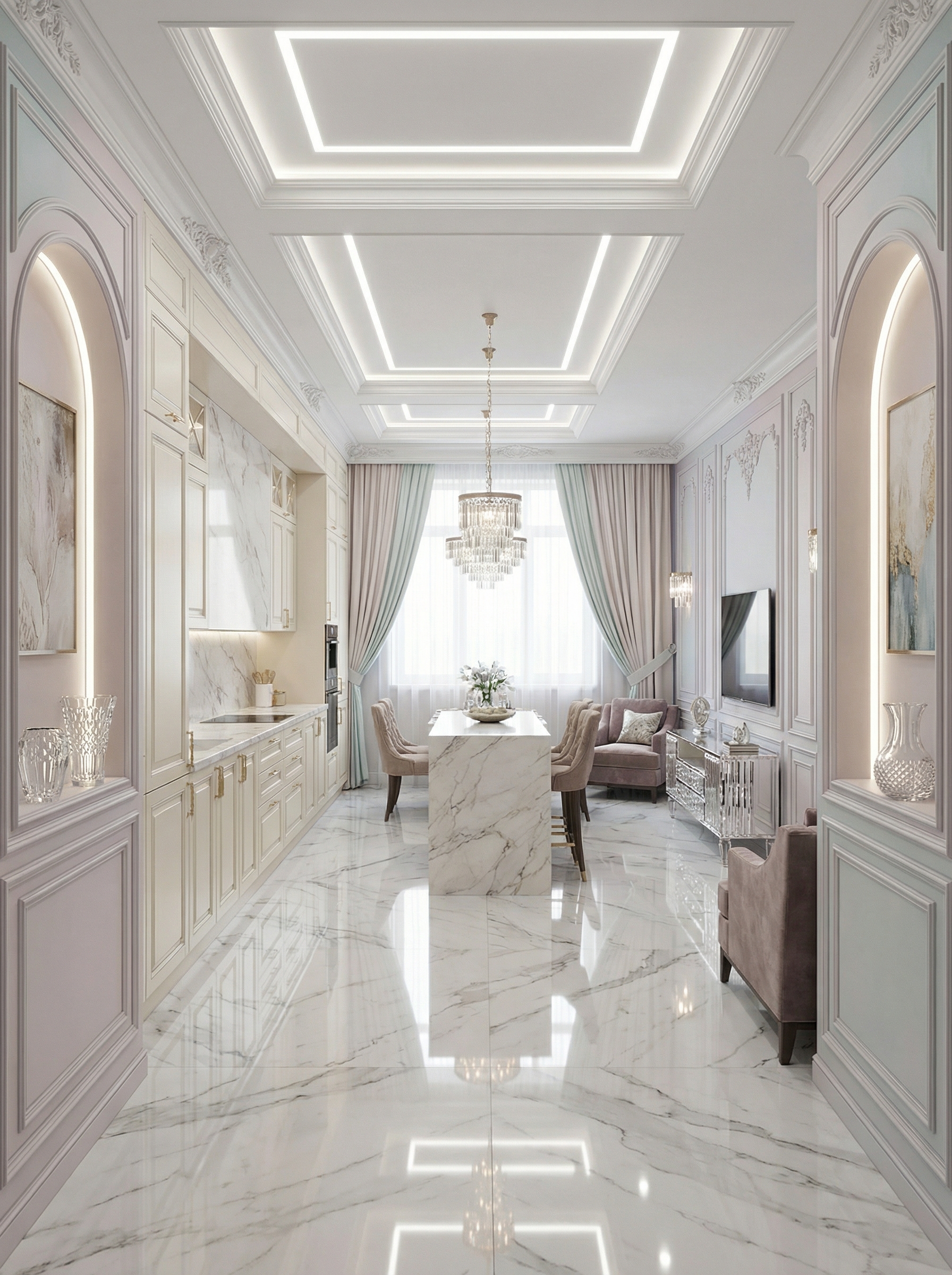 Дизайн кухни в стиле Классика — фото интерьера от нейросети RoomGPT