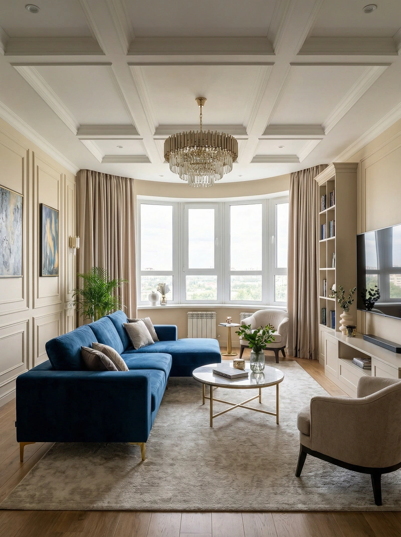 Дизайн интерьера в стиле Классика — Гостиная от нейросети RoomGPT