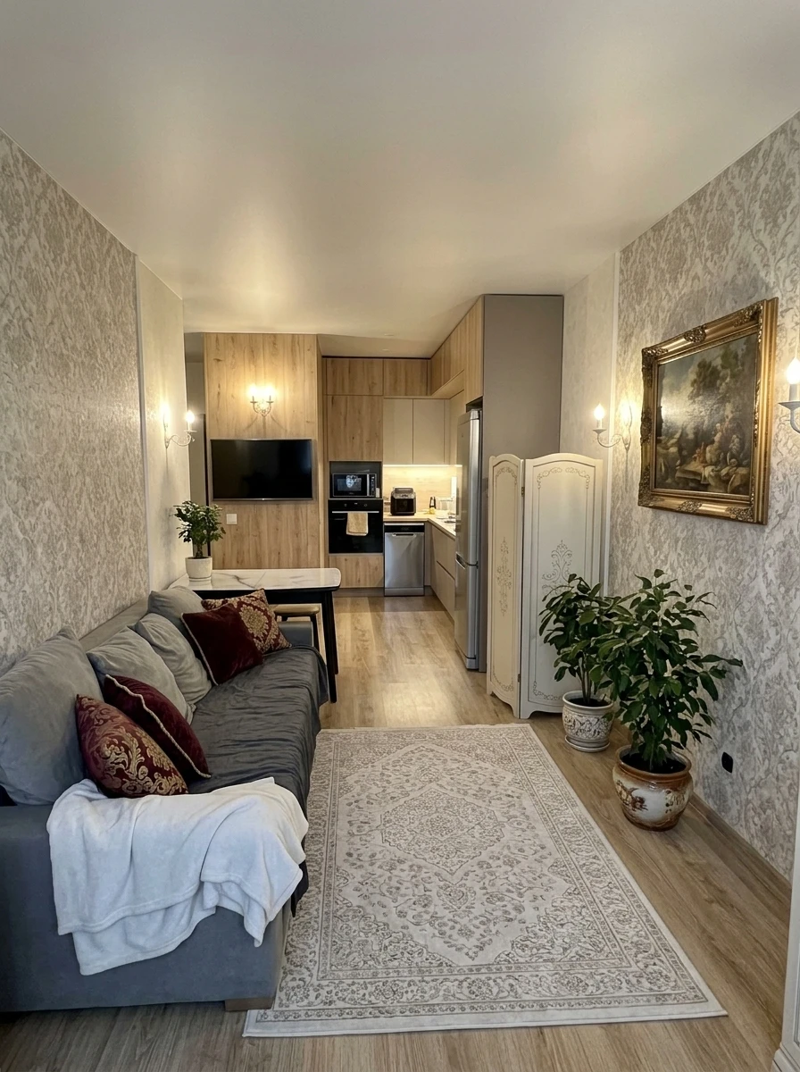 Дизайн кухни в стиле Классика — фото интерьера от нейросети RoomGPT