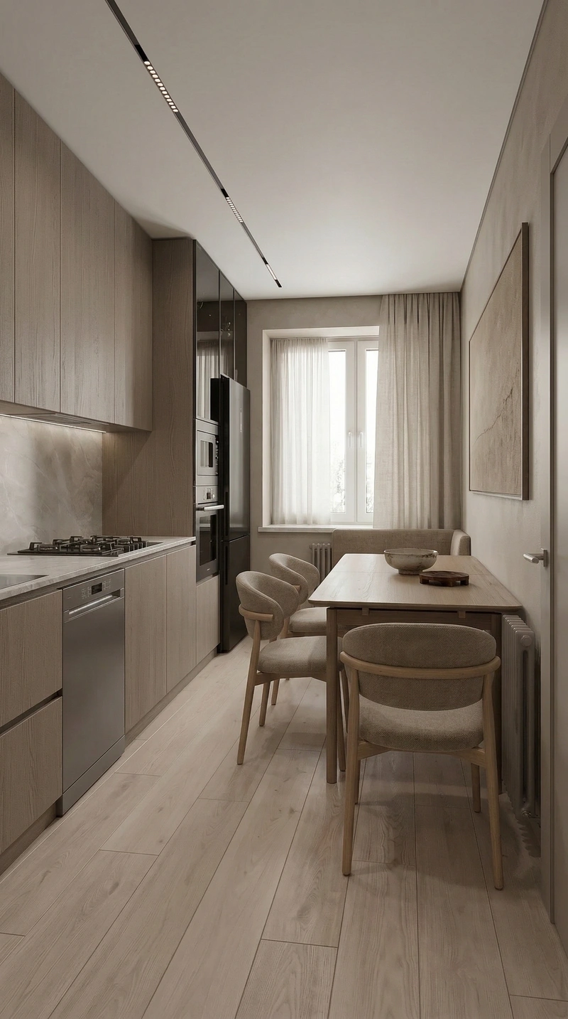 Дизайн кухни в стиле Japandi — фото интерьера от нейросети RoomGPT