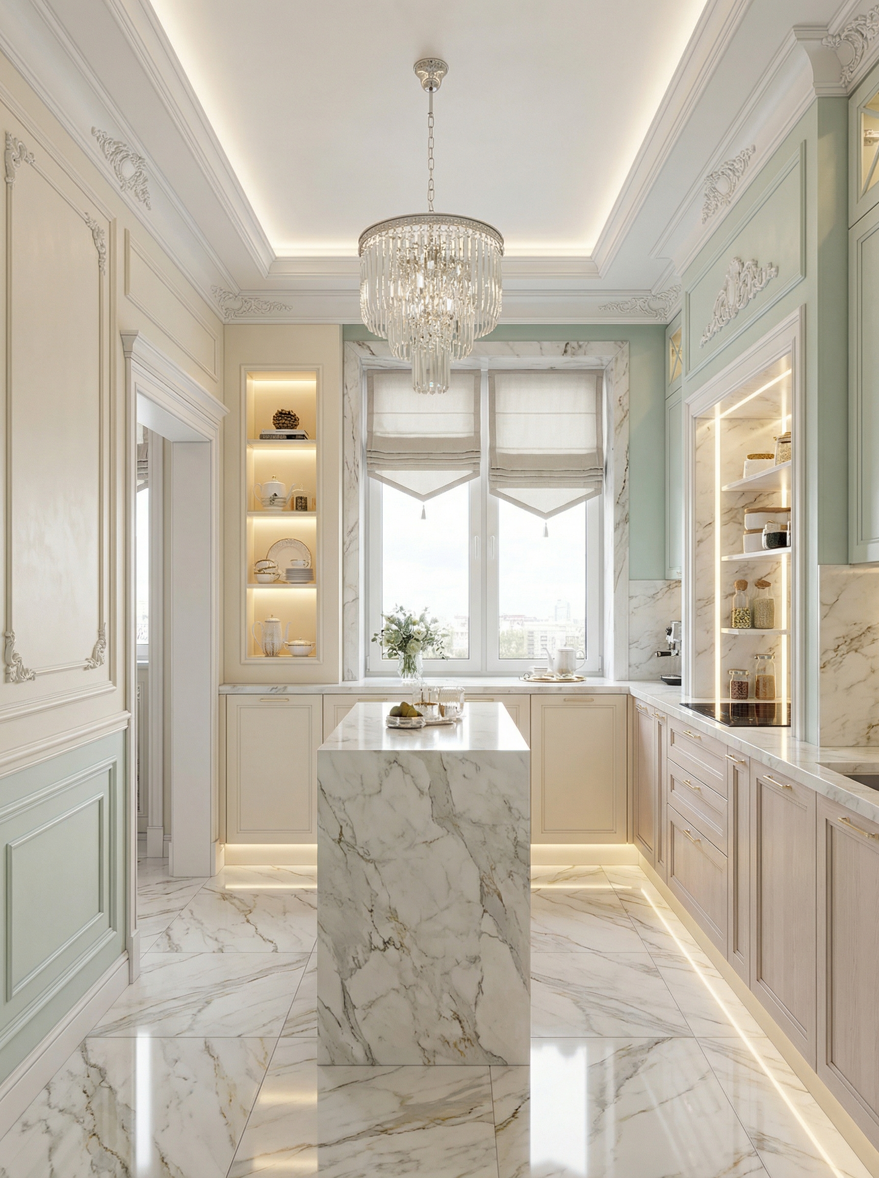 Дизайн кухни в стиле Классика — фото интерьера от нейросети RoomGPT