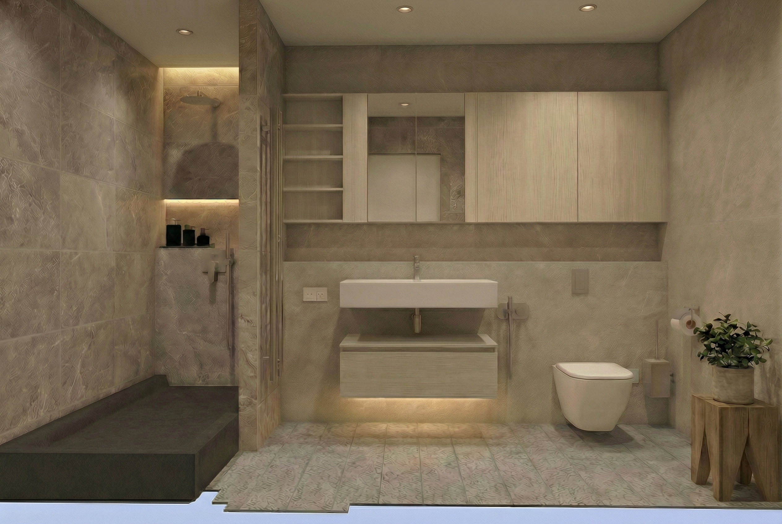 Дизайн ванной в стиле Минимализм — фото интерьера от нейросети RoomGPT