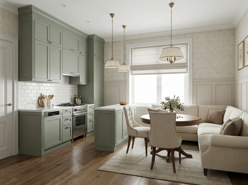 Дизайн интерьера в стиле Классика — Кухня от нейросети RoomGPT