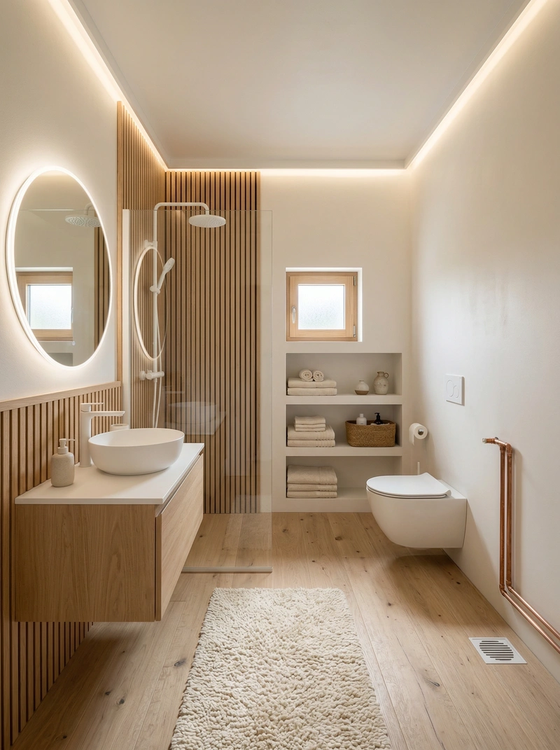 Дизайн интерьера в стиле Хюгге — Ванная от нейросети RoomGPT