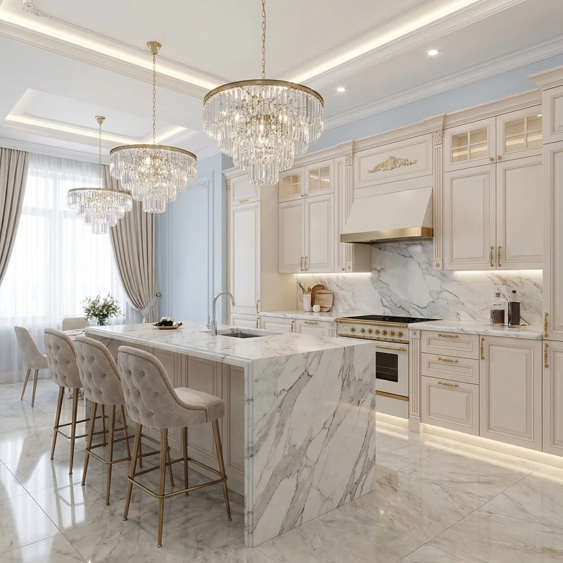 Дизайн кухни в стиле Неоклассика — фото интерьера от нейросети RoomGPT