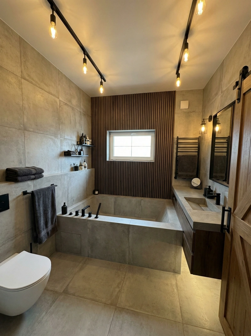 Дизайн интерьера в стиле Лофт — Ванная от нейросети RoomGPT