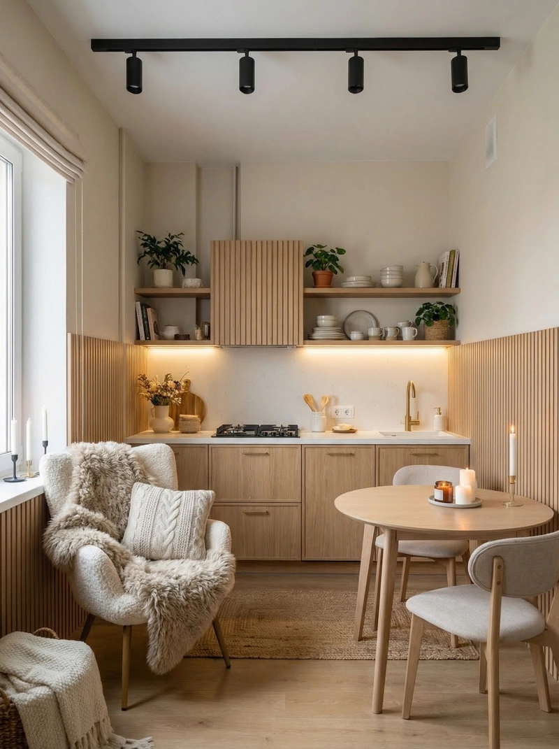Дизайн интерьера в стиле Хюгге — Кухня от нейросети RoomGPT