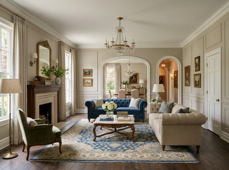 Дизайн интерьера в стиле Классика — Гостиная от нейросети RoomGPT