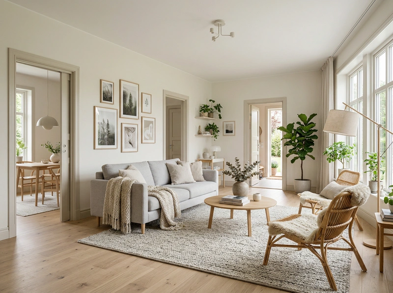 Дизайн интерьера в стиле Хюгге — Гостиная от нейросети RoomGPT