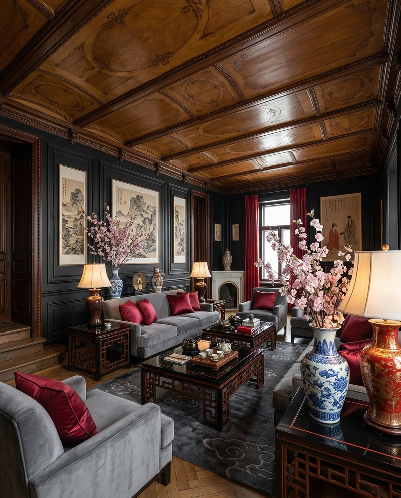 Дизайн гостиной в стиле Эклектика — фото интерьера от нейросети RoomGPT