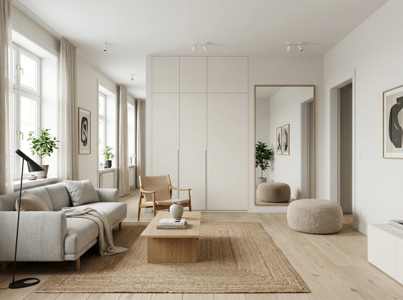 Дизайн гостиной в стиле Сканди — фото интерьера от нейросети RoomGPT