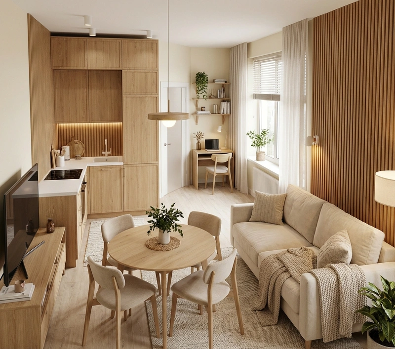 Дизайн интерьера в стиле Хюгге — Кухня от нейросети RoomGPT