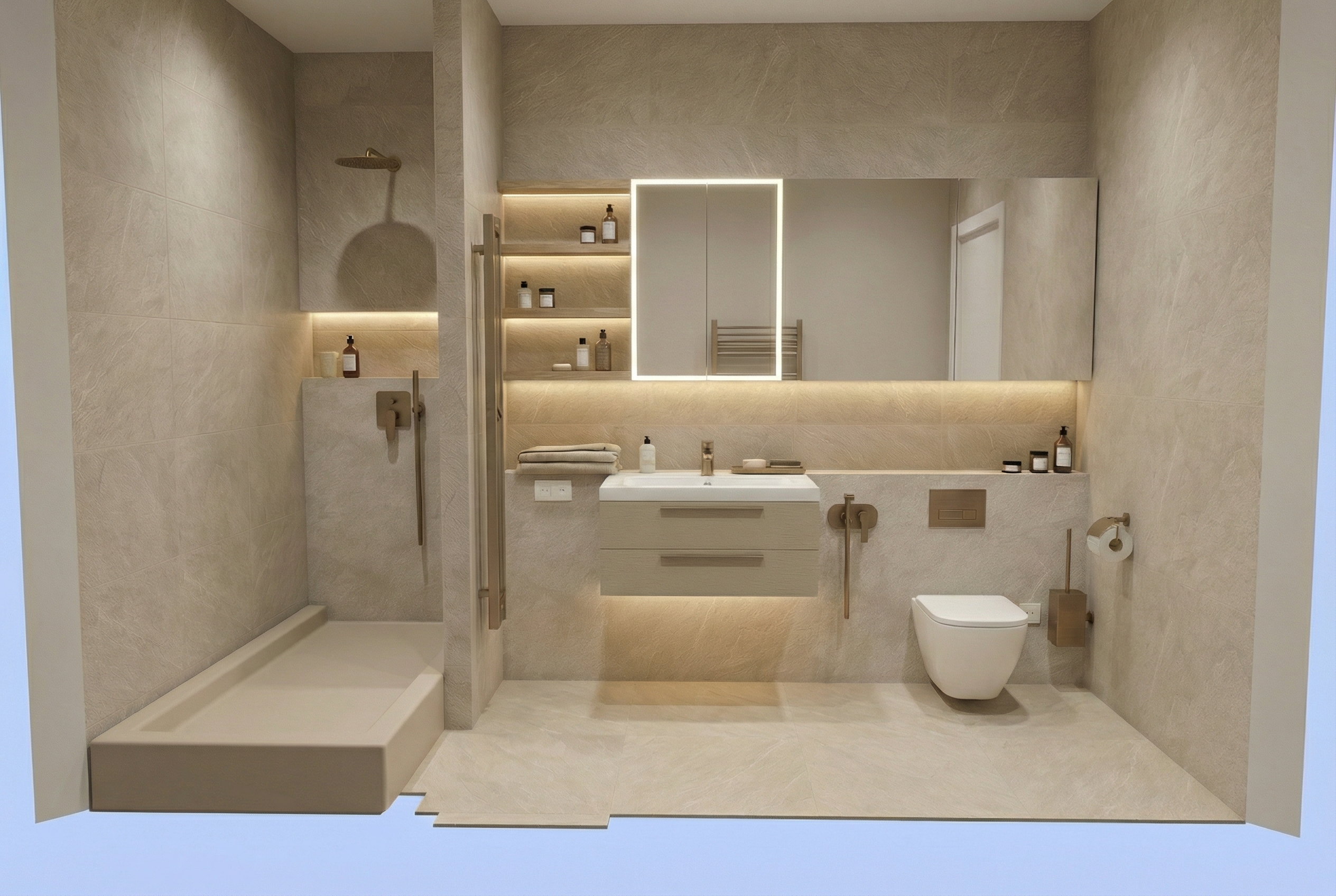 Дизайн ванной в стиле Минимализм — фото интерьера от нейросети RoomGPT