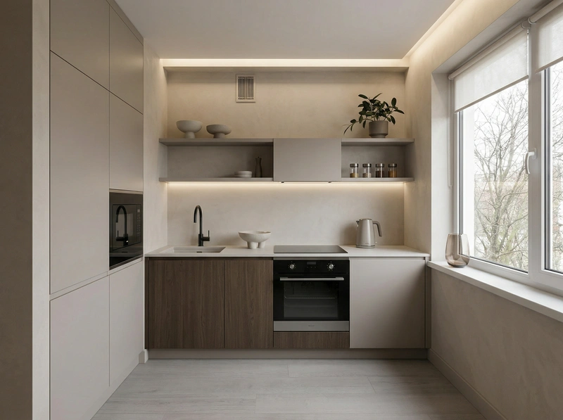 Дизайн кухни в стиле Минимализм — фото интерьера от нейросети RoomGPT