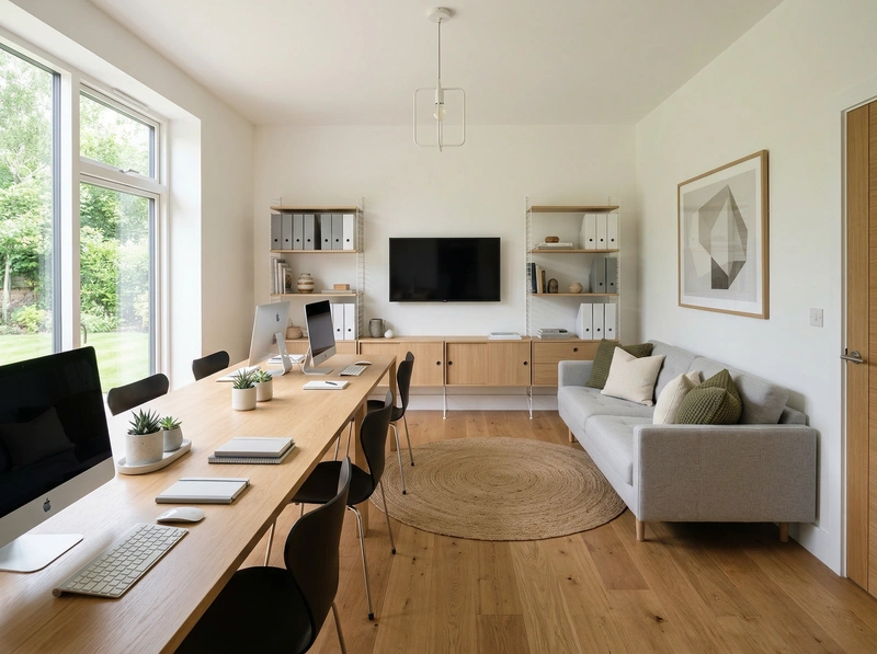 Дизайн интерьера в стиле Сканди — Кабинет от нейросети RoomGPT