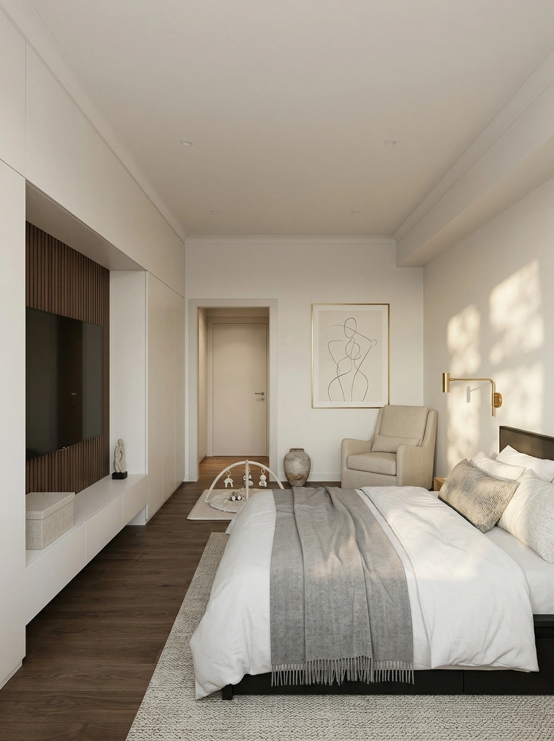 Дизайн спальни в стиле Минимализм — фото интерьера от нейросети RoomGPT