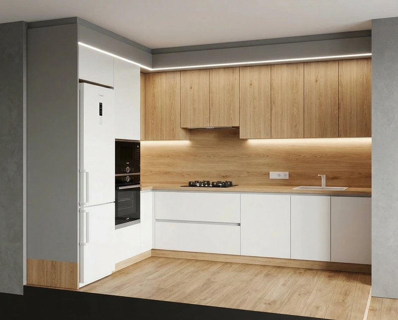 Дизайн кухни в стиле Сканди — фото интерьера от нейросети RoomGPT