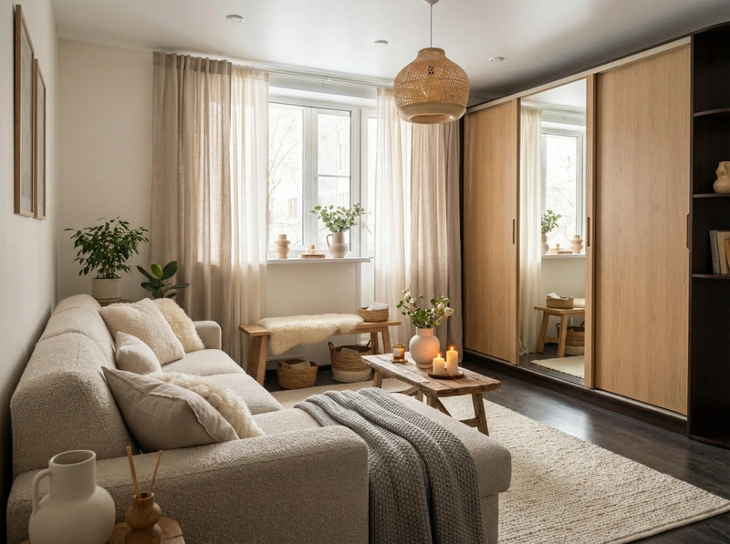 Дизайн интерьера в стиле Хюгге — Гостиная от нейросети RoomGPT