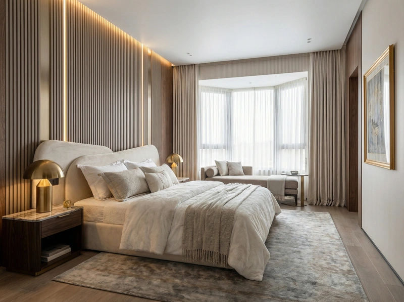 Дизайн интерьера в стиле Контемпорари — Спальня от нейросети RoomGPT