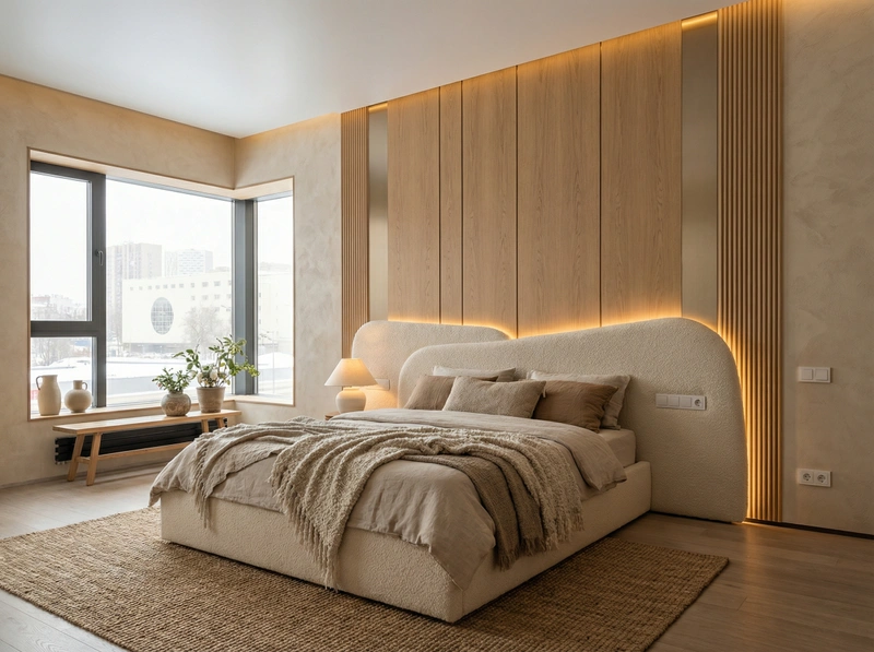 Дизайн спальни в стиле Japandi — фото интерьера от нейросети RoomGPT