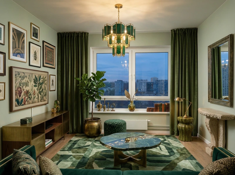 Дизайн гостиной в стиле Эклектика — фото интерьера от нейросети RoomGPT