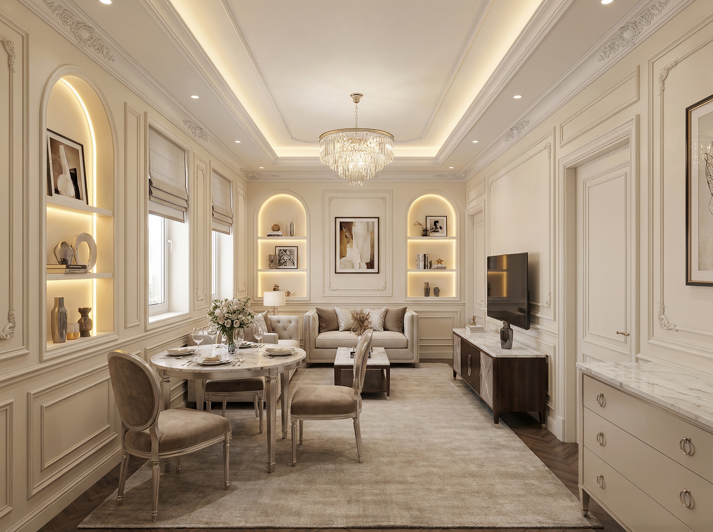 Дизайн гостиной в стиле Классика — фото интерьера от нейросети RoomGPT