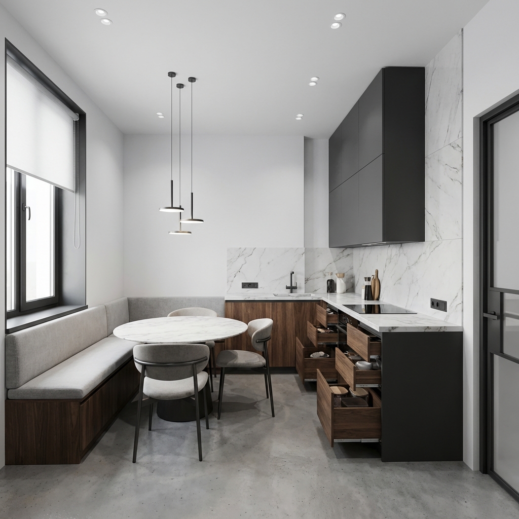 Дизайн кухни в стиле Минимализм — фото интерьера от нейросети RoomGPT