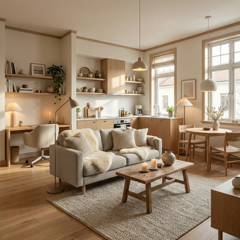 Дизайн интерьера в стиле Хюгге — Гостиная от нейросети RoomGPT