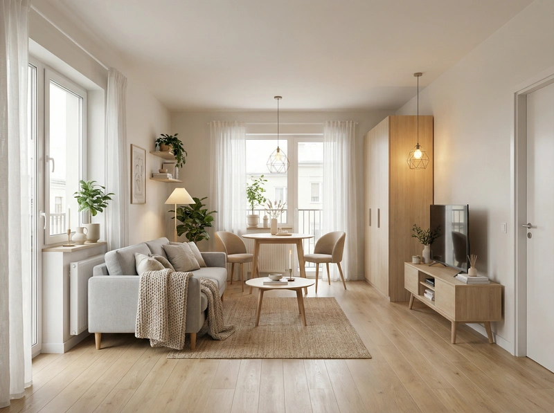 Дизайн интерьера в стиле Хюгге — Гостиная от нейросети RoomGPT