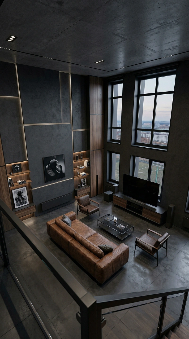 Дизайн гостиной в стиле Блэктэк — фото интерьера от нейросети RoomGPT