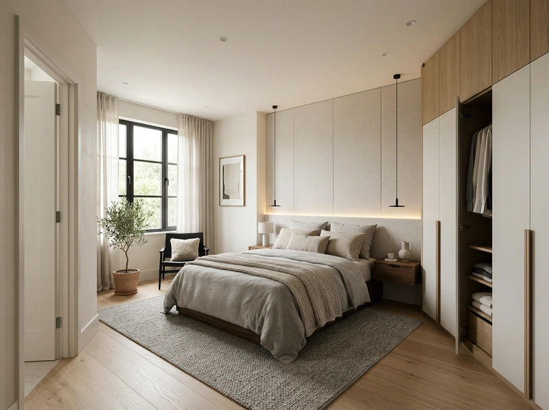 Дизайн спальни в стиле Минимализм — фото интерьера от нейросети RoomGPT