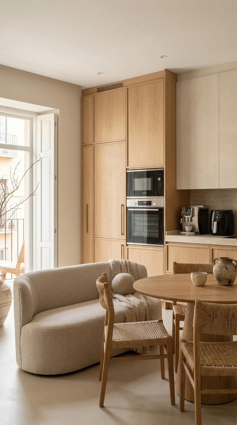 Дизайн кухни в стиле Japandi — фото интерьера от нейросети RoomGPT