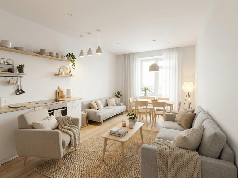 Дизайн интерьера в стиле Хюгге — Гостиная от нейросети RoomGPT