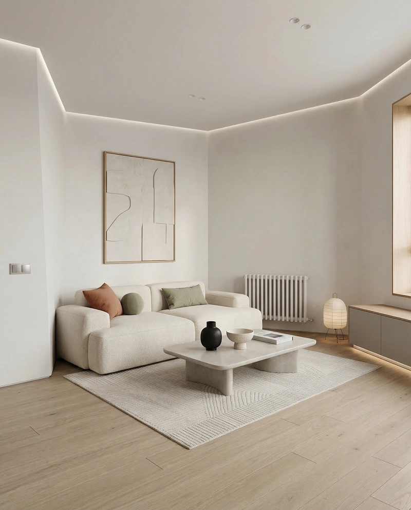 Дизайн интерьера в стиле Минимализм — Гостиная от нейросети RoomGPT