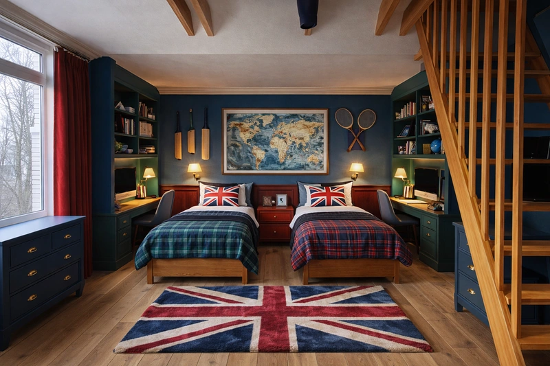 Дизайн детской в стиле Британский — фото интерьера от нейросети RoomGPT