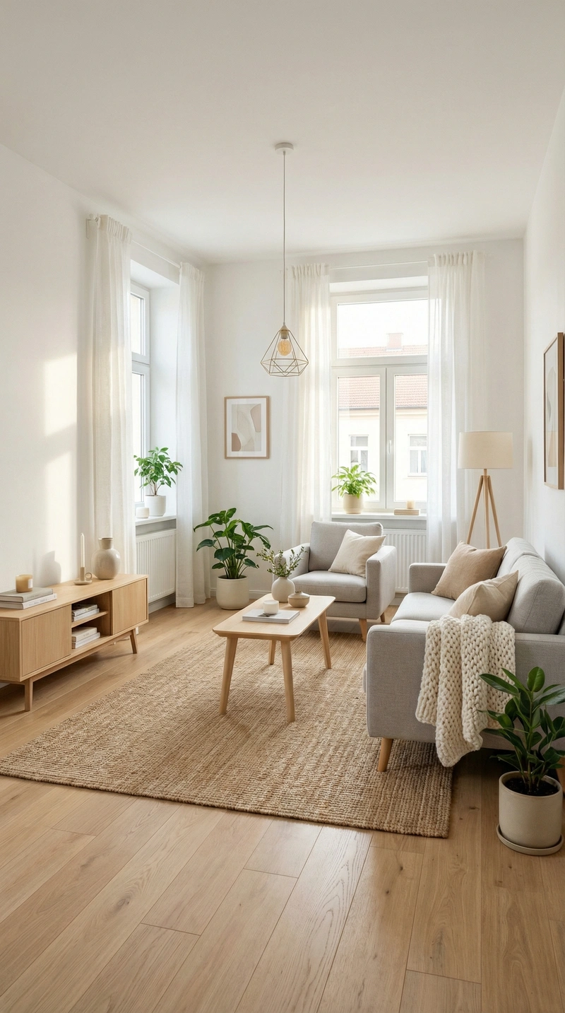 Дизайн интерьера в стиле Хюгге — Гостиная от нейросети RoomGPT