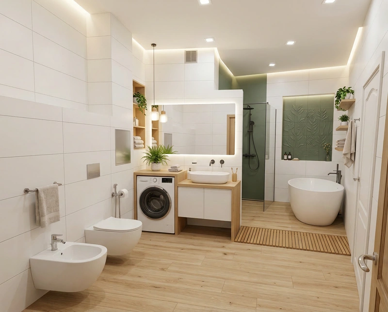 Дизайн ванной в стиле Сканди — фото интерьера от нейросети RoomGPT