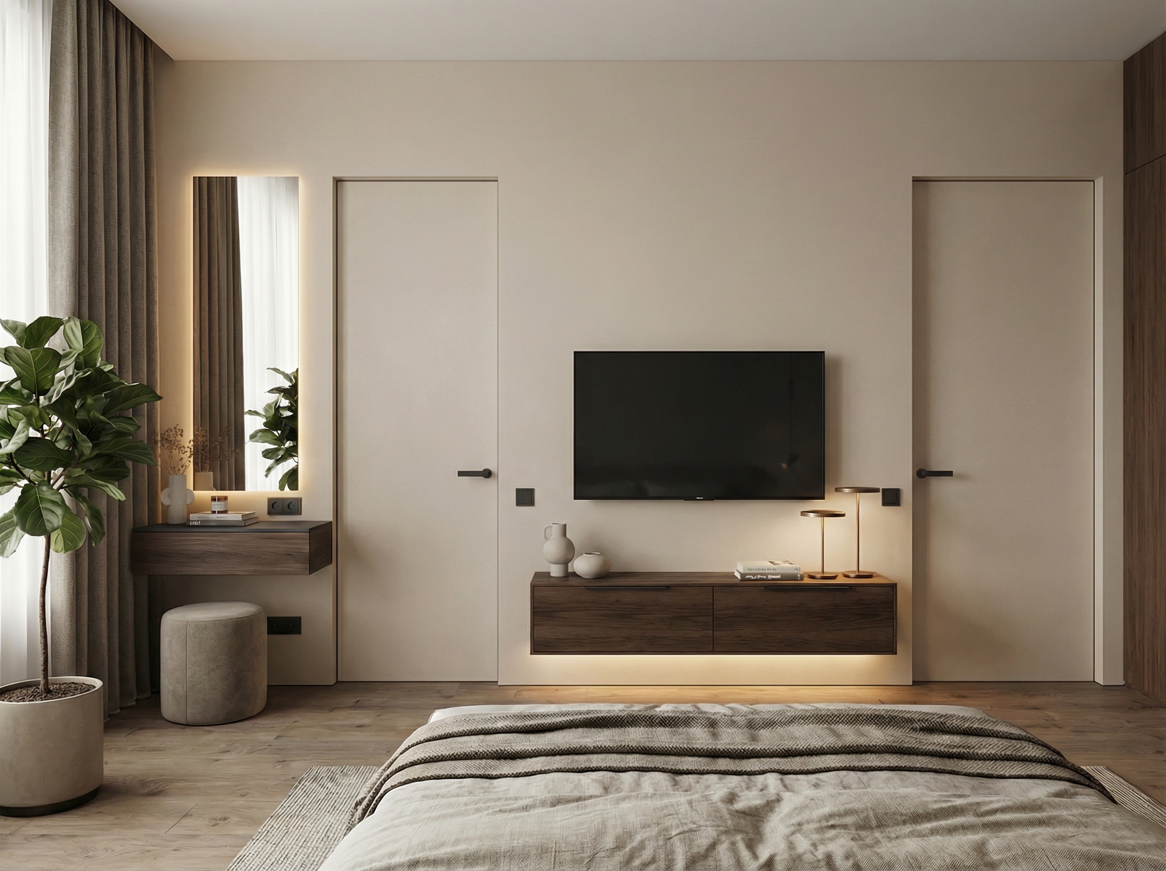 Дизайн спальни в стиле Минимализм — фото интерьера от нейросети RoomGPT