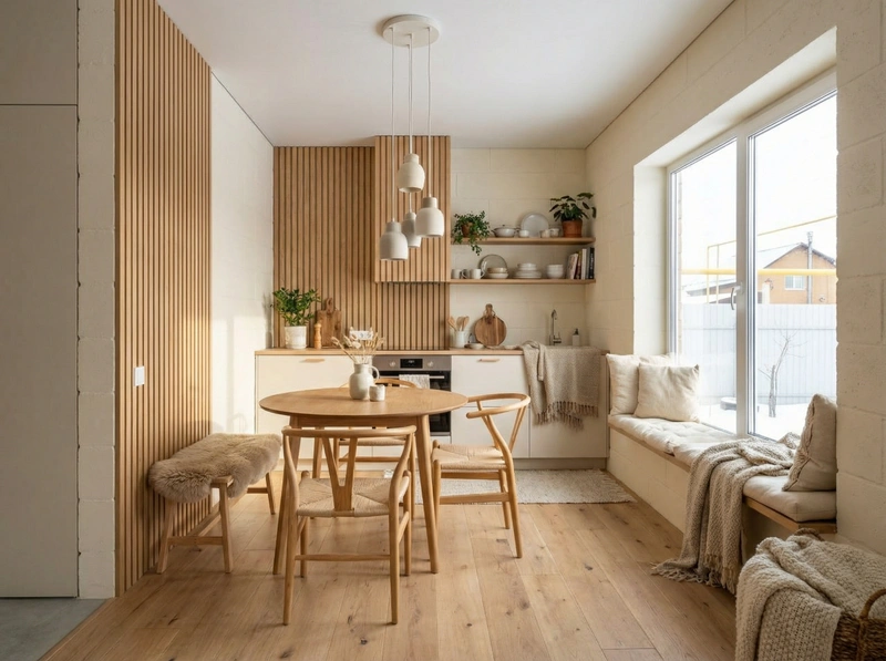 Дизайн интерьера в стиле Хюгге — Кухня от нейросети RoomGPT