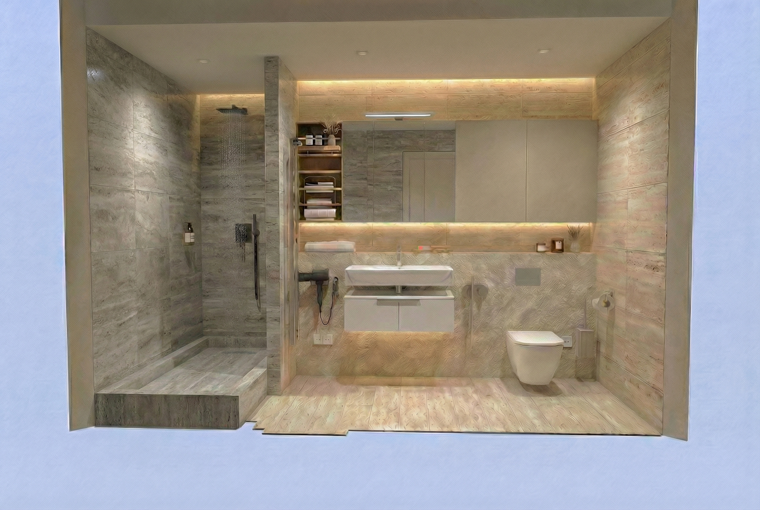 Дизайн ванной в стиле Минимализм — фото интерьера от нейросети RoomGPT