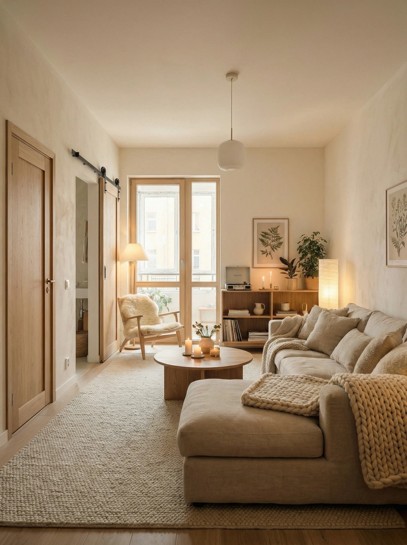 Дизайн интерьера в стиле Хюгге — Гостиная от нейросети RoomGPT