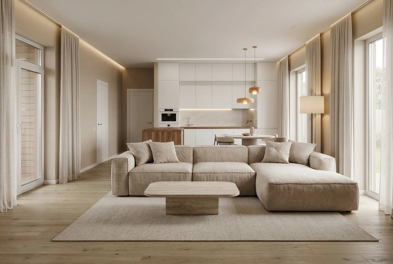 Дизайн интерьера в стиле Минимализм — Гостиная от нейросети RoomGPT