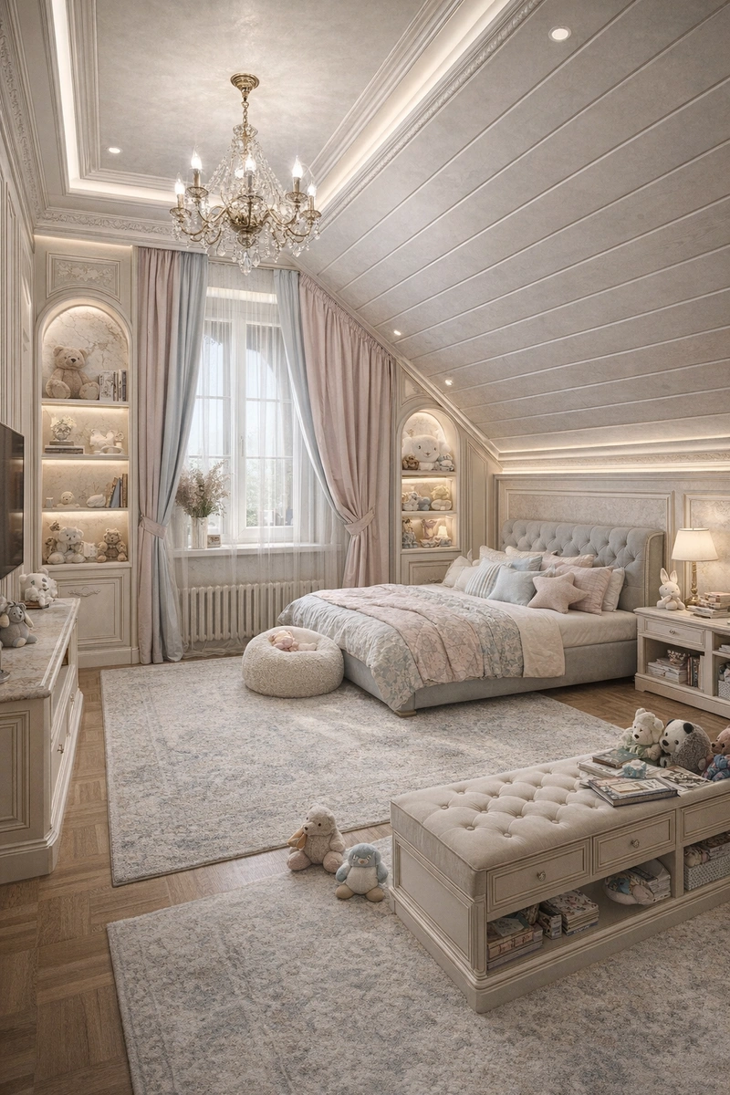 Дизайн детской в стиле Классика — фото интерьера от нейросети RoomGPT
