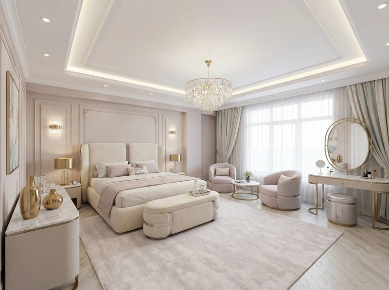 Дизайн интерьера в стиле Неоклассика — Спальня от нейросети RoomGPT